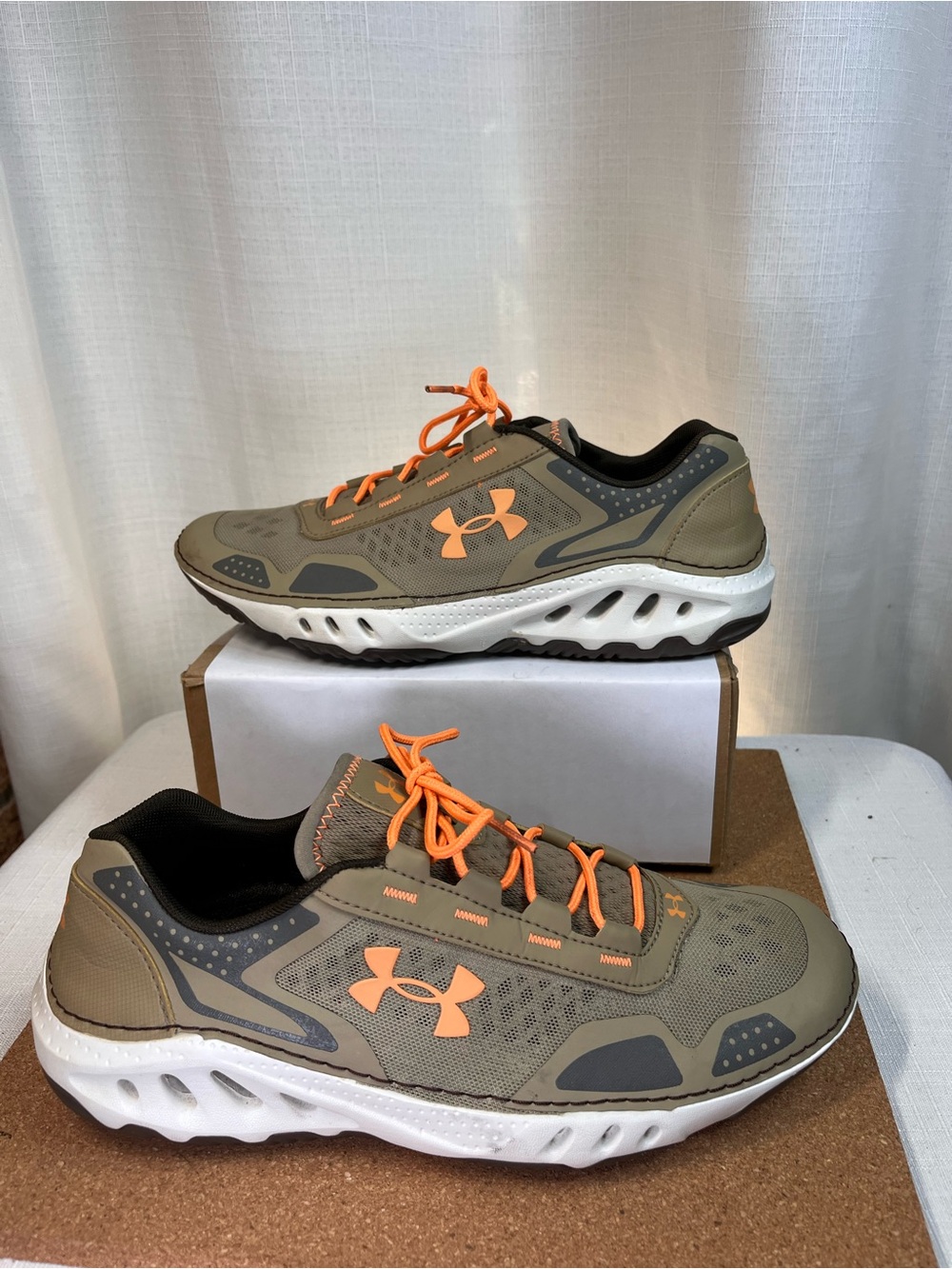 Under Armour Drainster Water Shoes 8.5 Olive Gray Orange Quick Dry